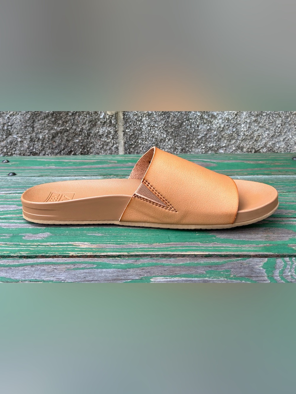 Reef Cushion Scout Saddle Natural Sandals Womens 9 Brown Vegan Leather Slides - Picture 9 of 15